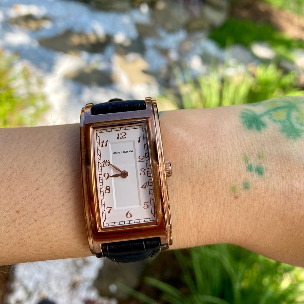 Hurlingham Rose Gold Rectangle Watch